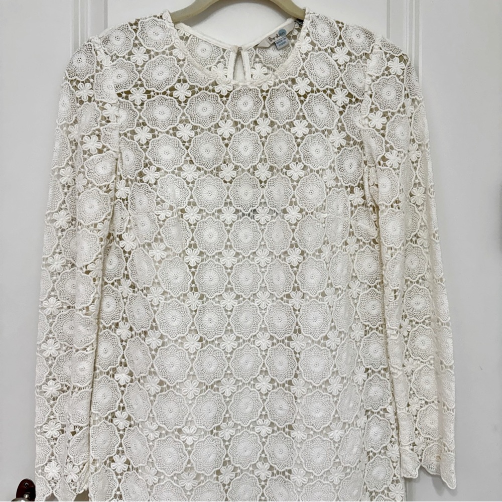 Boden Floral White Lace Long Sleeve Dress 2R - Picture 5 of 11